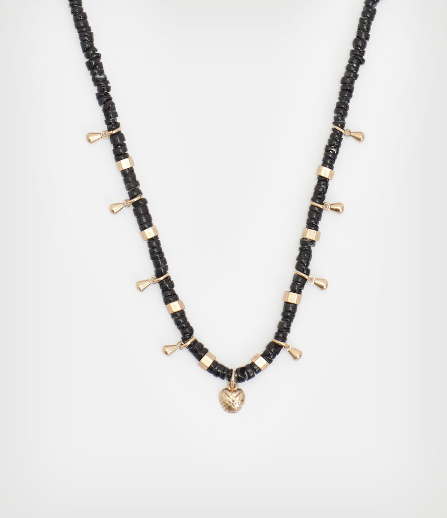 Women's Kyla Bead Necklace (black_warm_brass) - Image 2