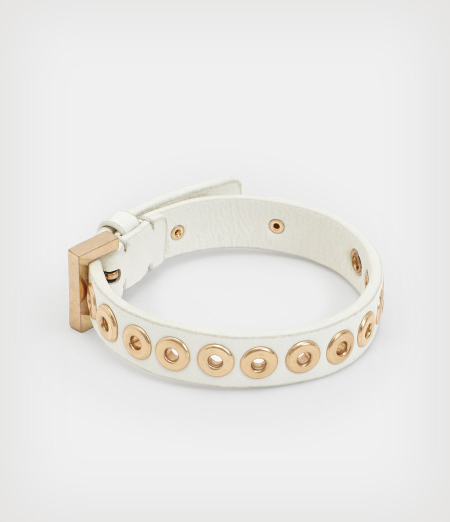 Womens Tori Leather Eyelet Bracelet (white_warm_brass) - Image 5