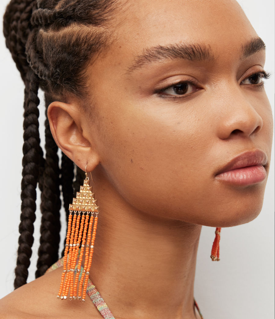 Womens Sarai Stud Bead Earrings (warm_brass_orange) - Image 1