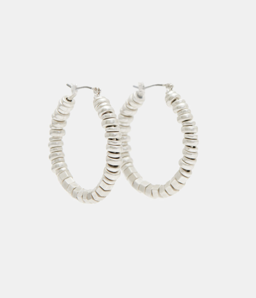 Womens Hana Beaded Hoop Earrings (warm_silver) - Image 2