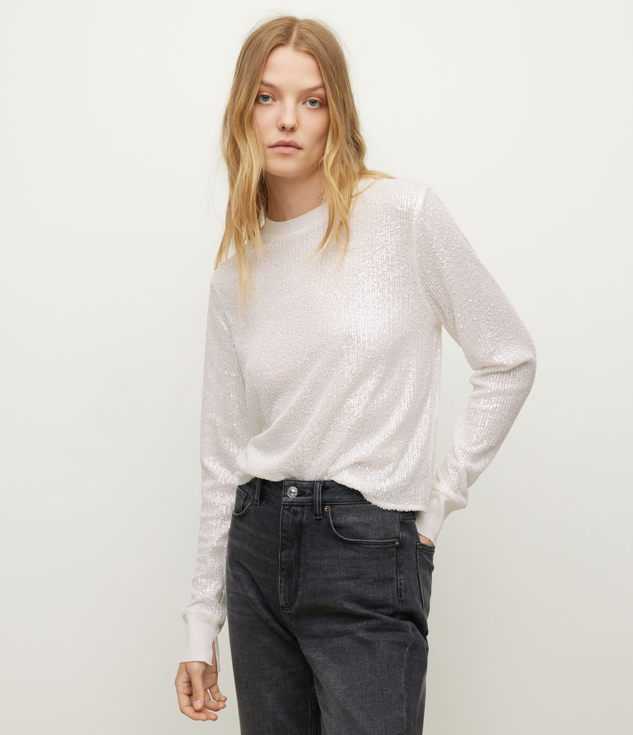 Womens Juela Sequin Sweater (white) - Image 2