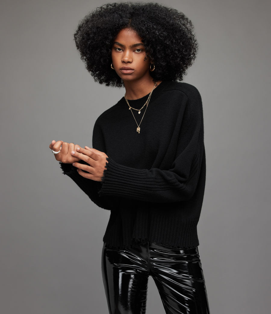 Womens Kiera Cashmere Crew Sweater (black) - Image 1