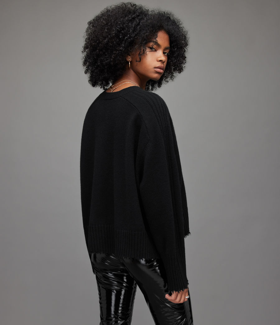 Womens Kiera Cashmere Crew Sweater (black) - Image 2