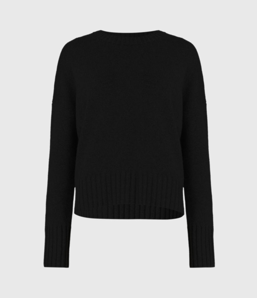 womens black crew neck jumper