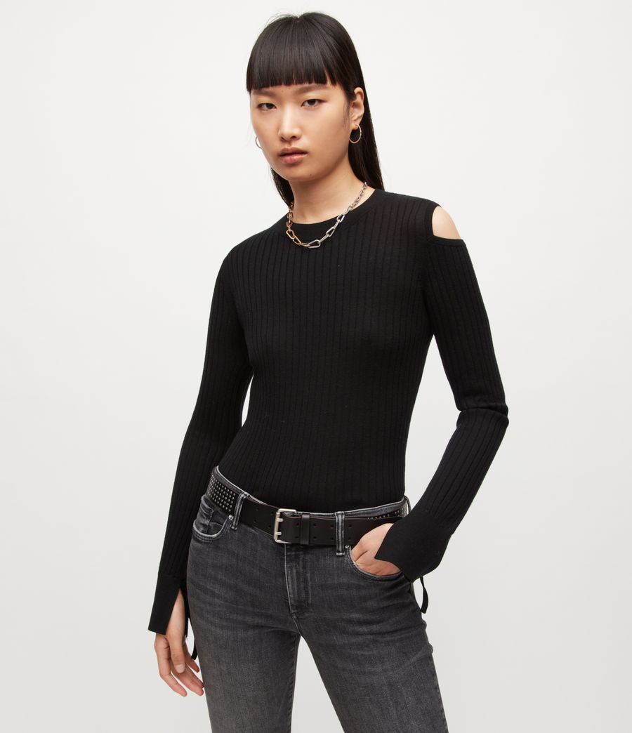 Womens Daina Merino Wool Sweater (black) - Image 1