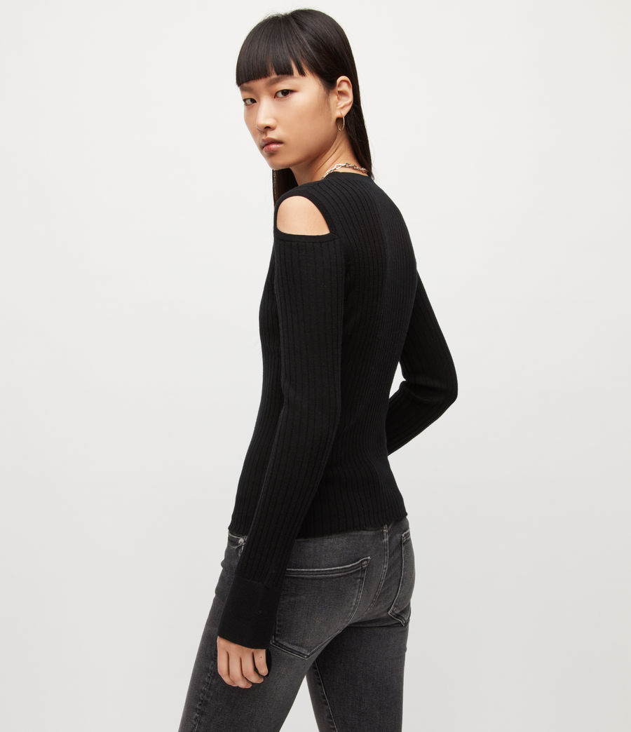 Womens Daina Merino Wool Sweater (black) - Image 5