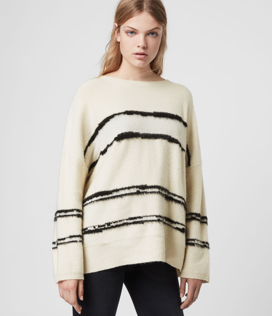 ALLSAINTS UK: Womens Tara Cashmere Blend Stripe Jumper (cream_black)