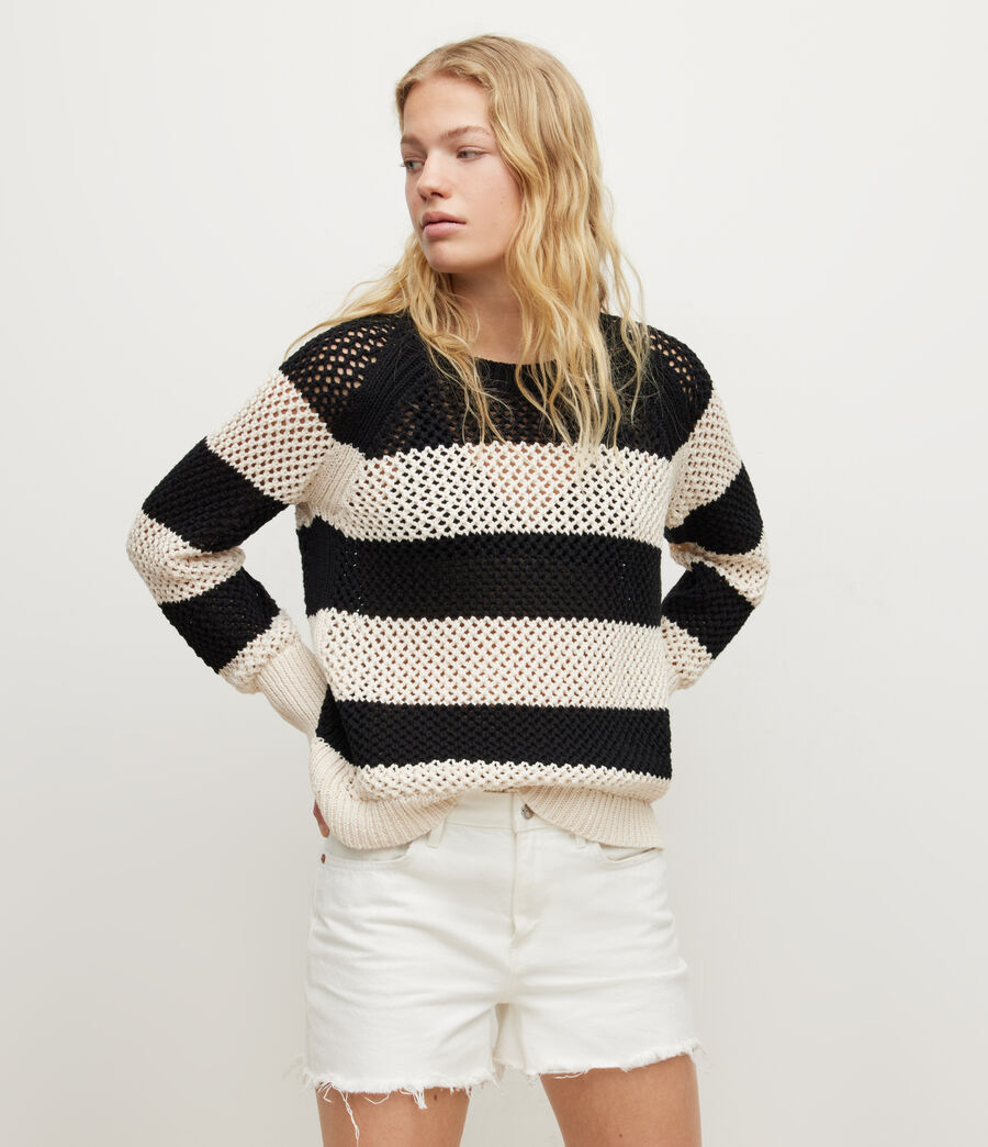 Womens Lou Mesh Sweater (pampas_white_black) - Image 1