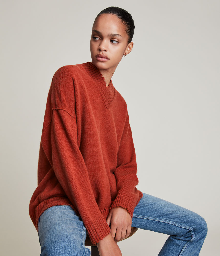Womens Jax Cashmere-Wool Blend Sweater (soft_rust_brown) - Image 2