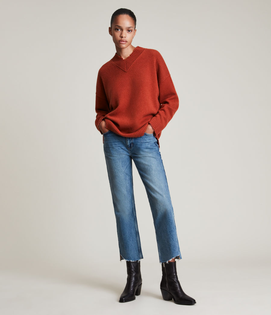 Womens Jax Cashmere-Wool Blend Sweater (soft_rust_brown) - Image 3