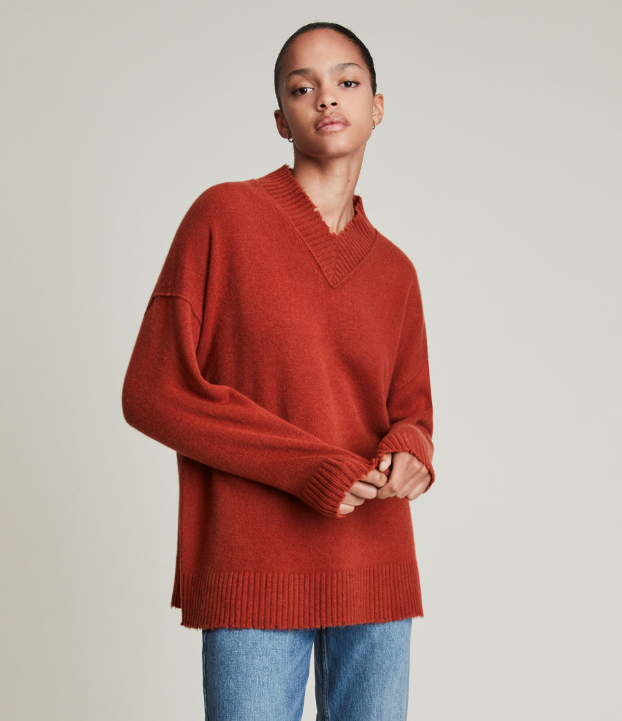 Womens Jax Cashmere-Wool Blend Sweater (soft_rust_brown) - Image 4
