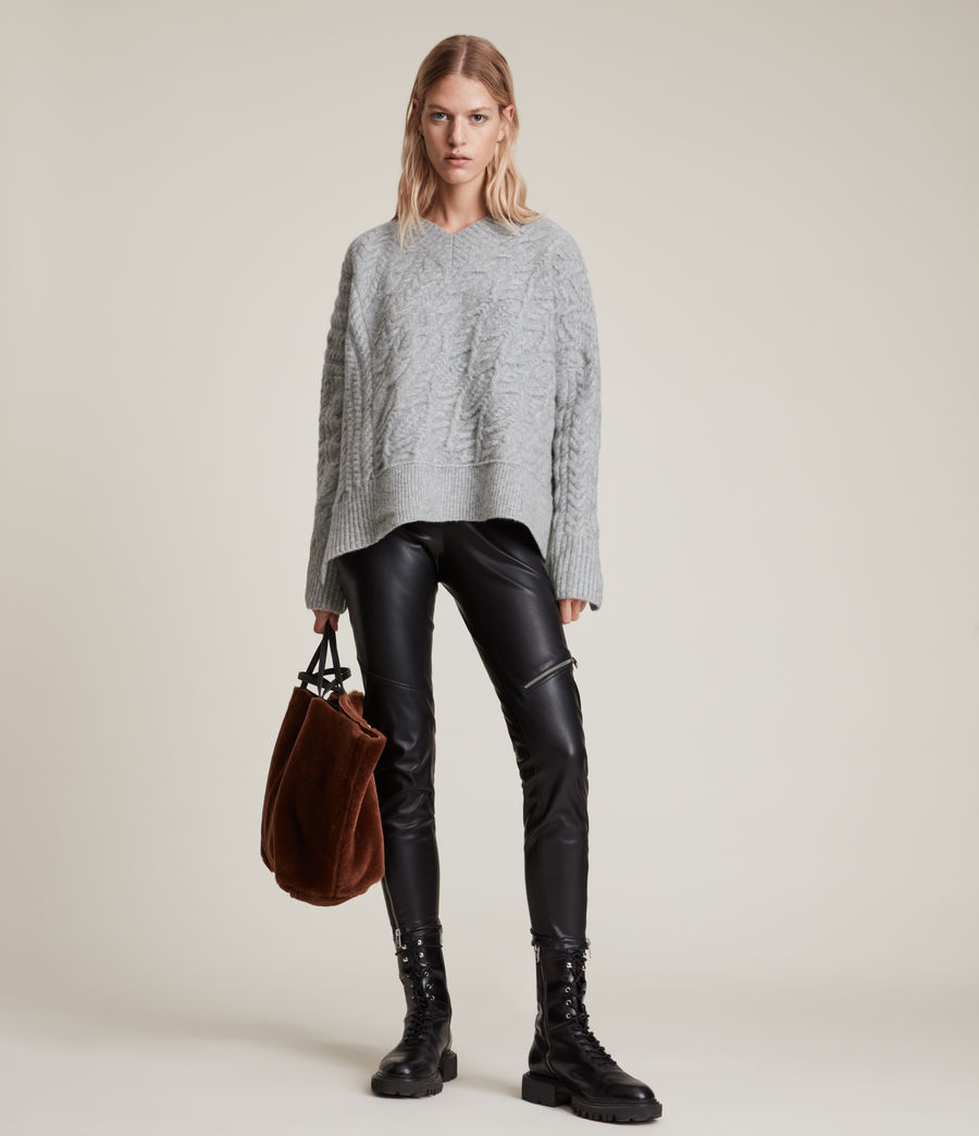 Womens Arvid V-Neck Sweater (grey_melange) - Image 1