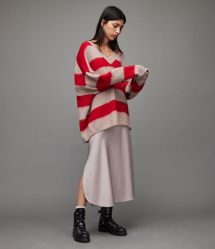 Damen Lou V-Ausschnitt Pullover (putty_pink_red) - Image 4