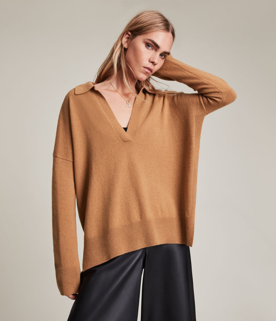Womens Ollar Cashmere Sweater (camel_brown) - Image 3