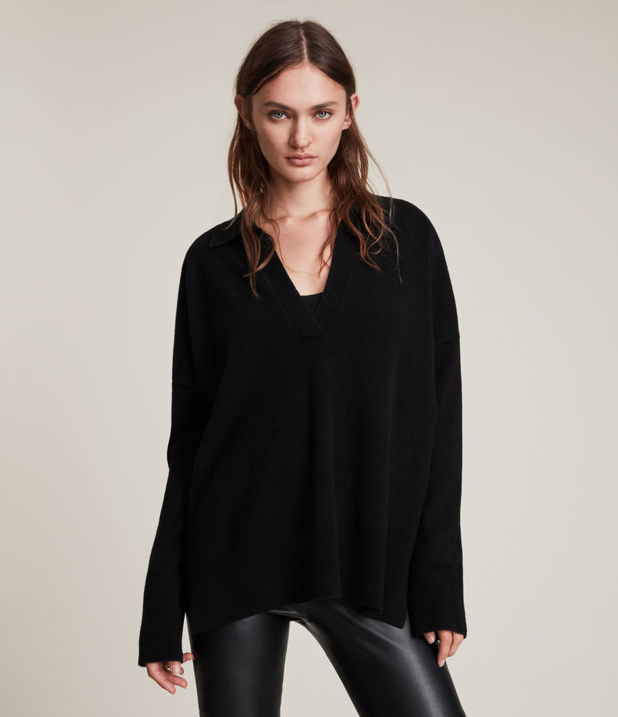 Womens Ollar Cashmere Sweater (black) - Image 2