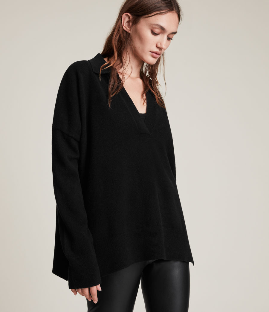 Womens Ollar Cashmere Sweater (black) - Image 4