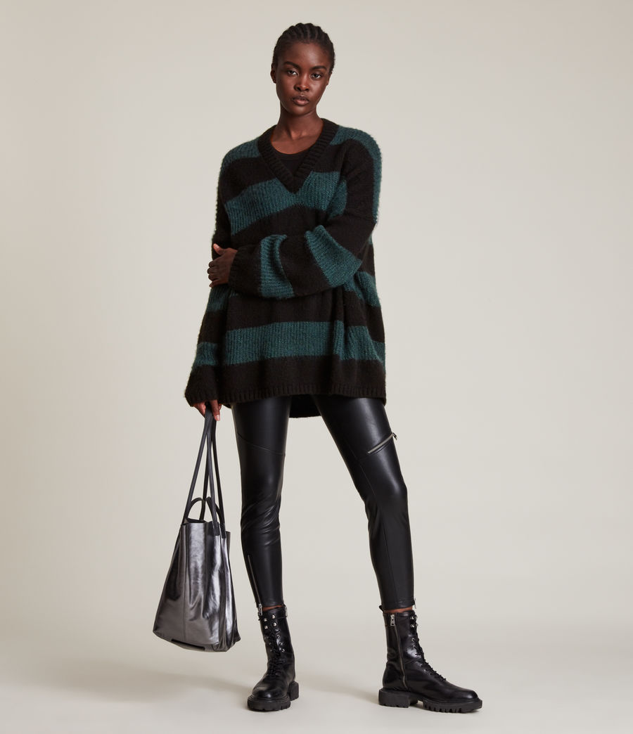 Womens Lou Sparkle V-Neck Sweater (black_forest_green) - Image 1