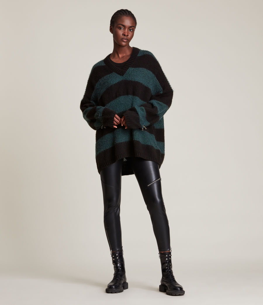 Womens Lou Sparkle V-Neck Sweater (black_forest_green) - Image 3