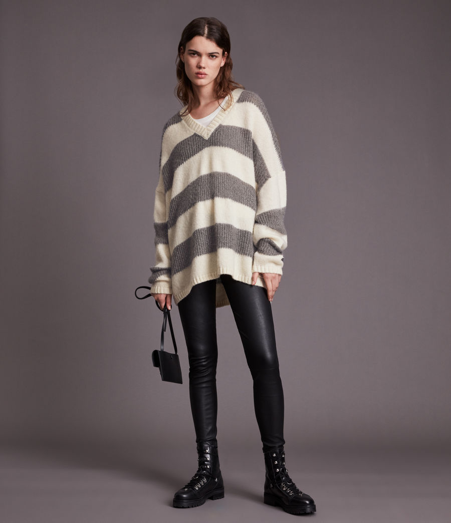 Womens Lou Sparkle V-Neck Sweater (grey_chalk_silver) - Image 1