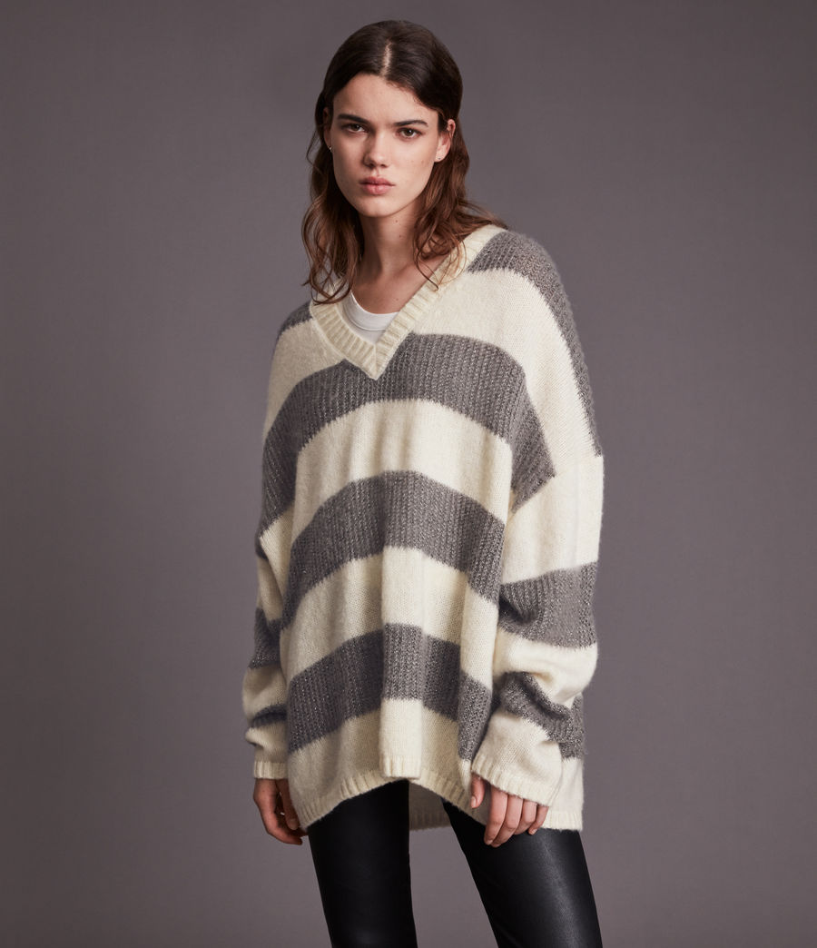 Womens Lou Sparkle V-Neck Sweater (grey_chalk_silver) - Image 4
