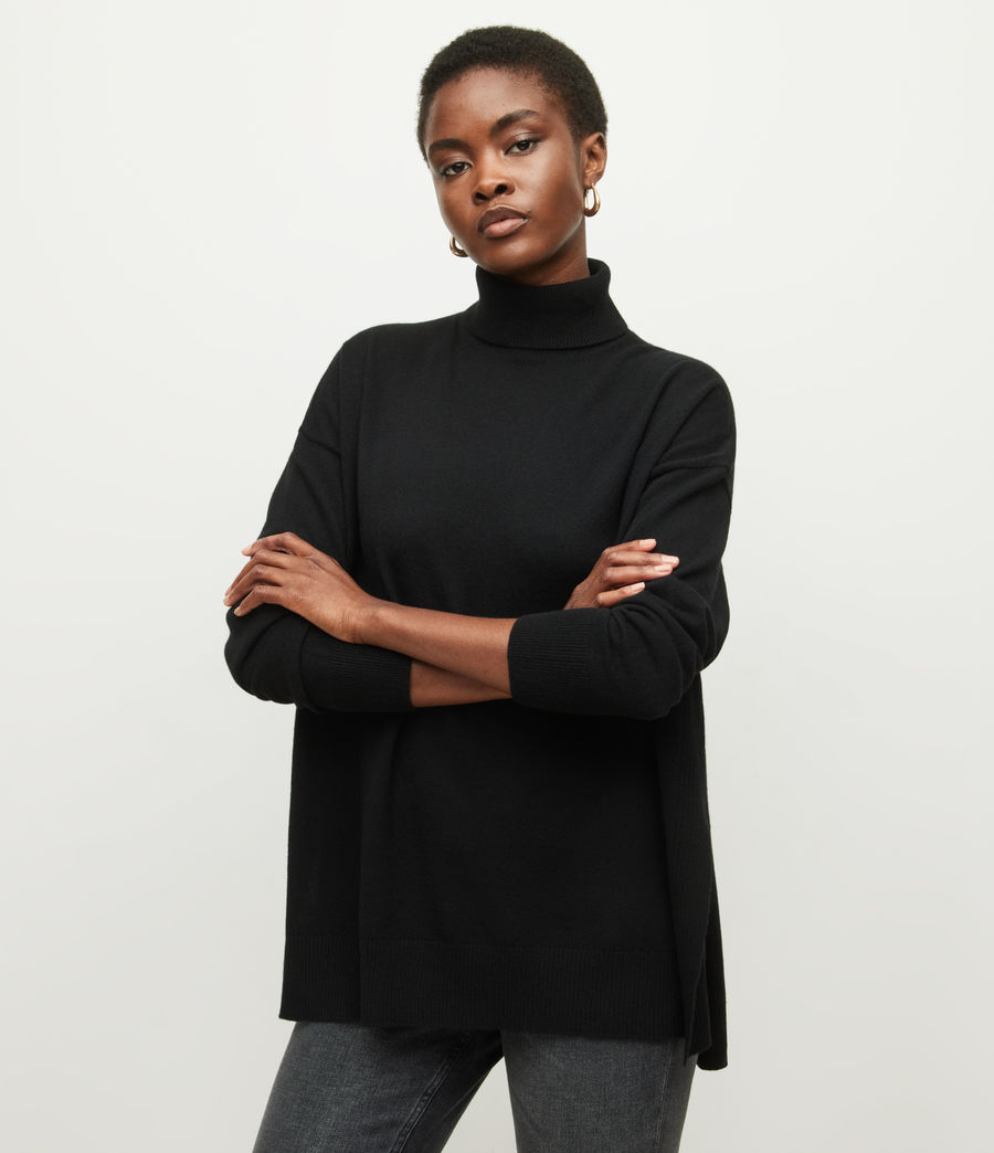 Womens Gala Cashmere Sweater (black) - Image 5