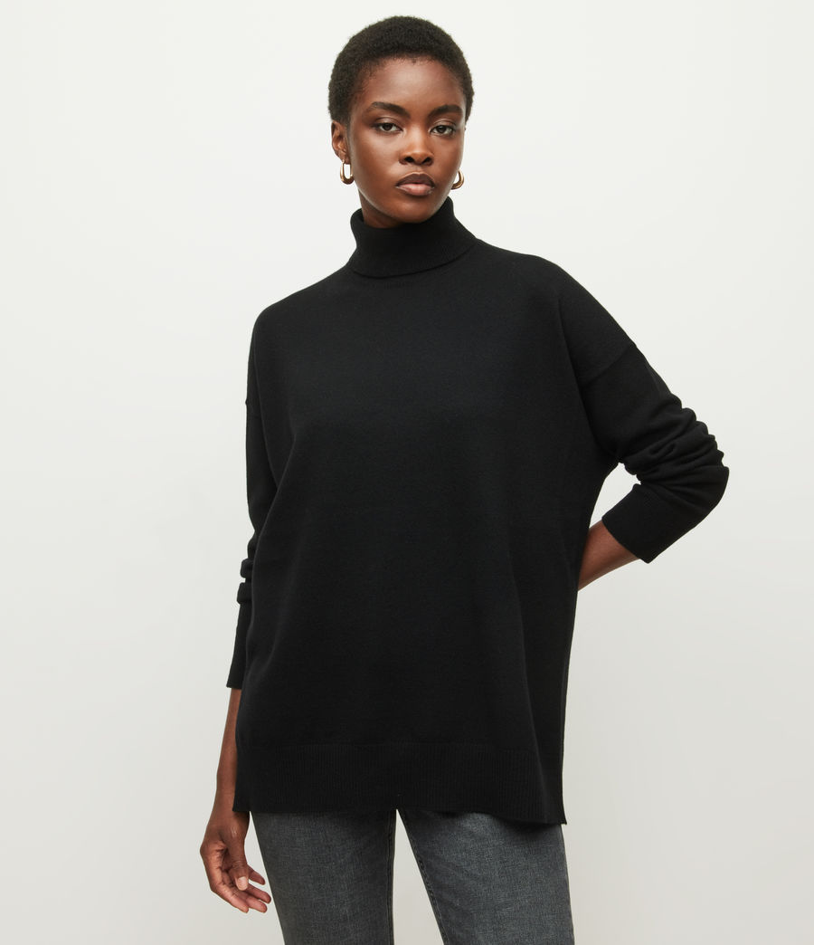 Womens Gala Cashmere Sweater (black) - Image 6