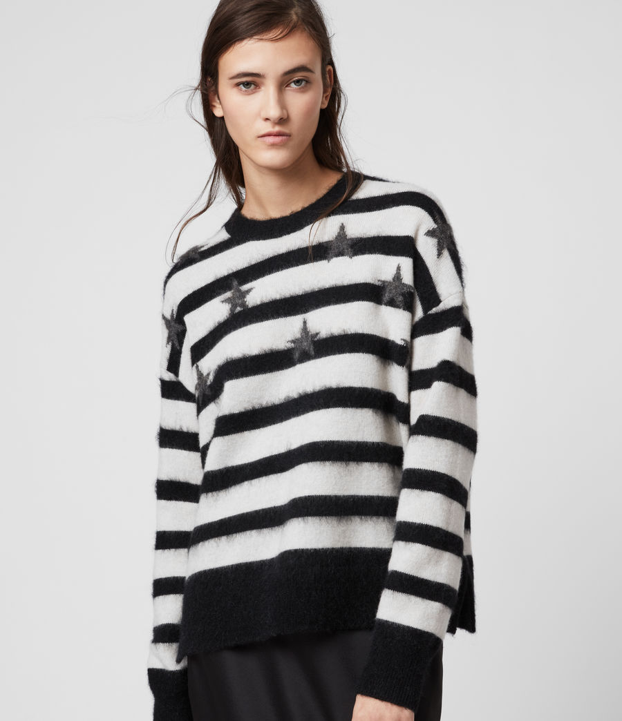 all saints striped sweatshirt