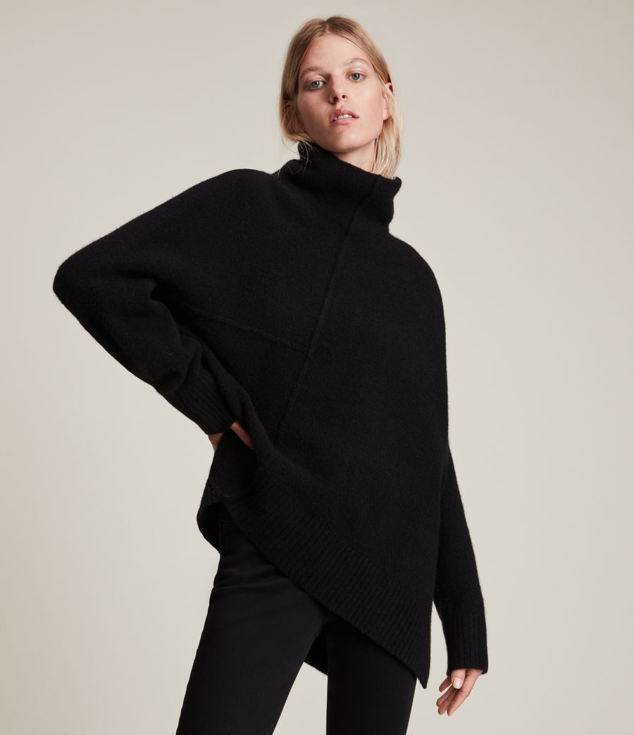 Womens Lock Roll Neck Sweater (black) - Image 1