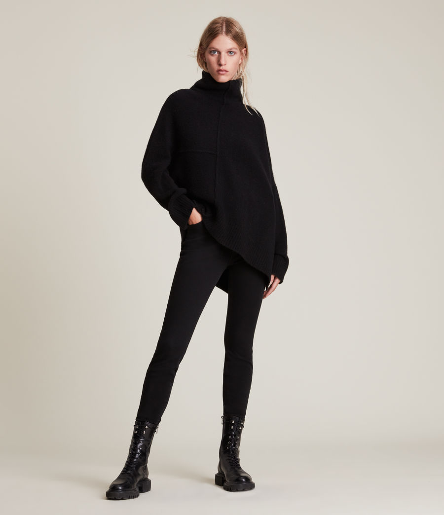 Womens Lock Roll Neck Sweater (black) - Image 3