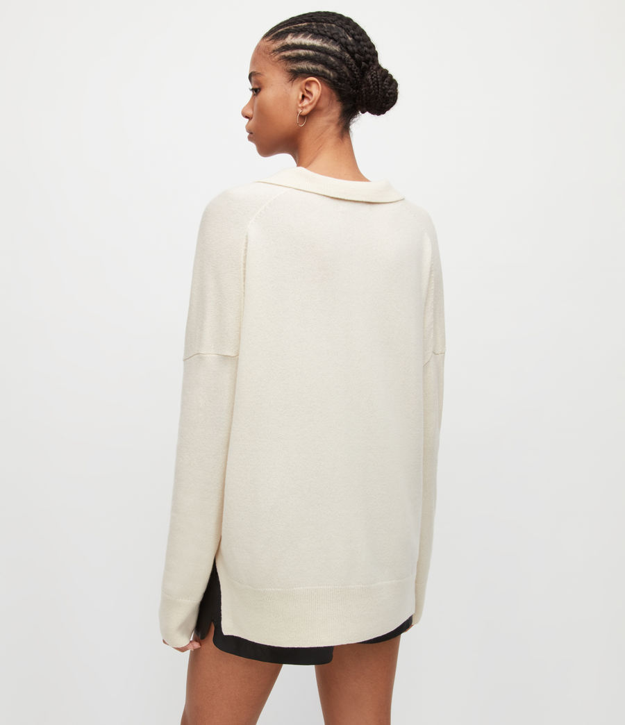Womens Ollar Recycled Cashmere Blend Polo Sweater (ivory_white) - Image 5