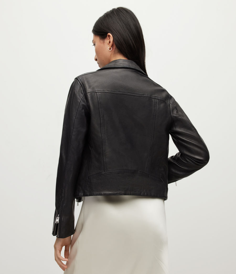 Women's Dalby Leather Biker Jacket (black) - Image 6