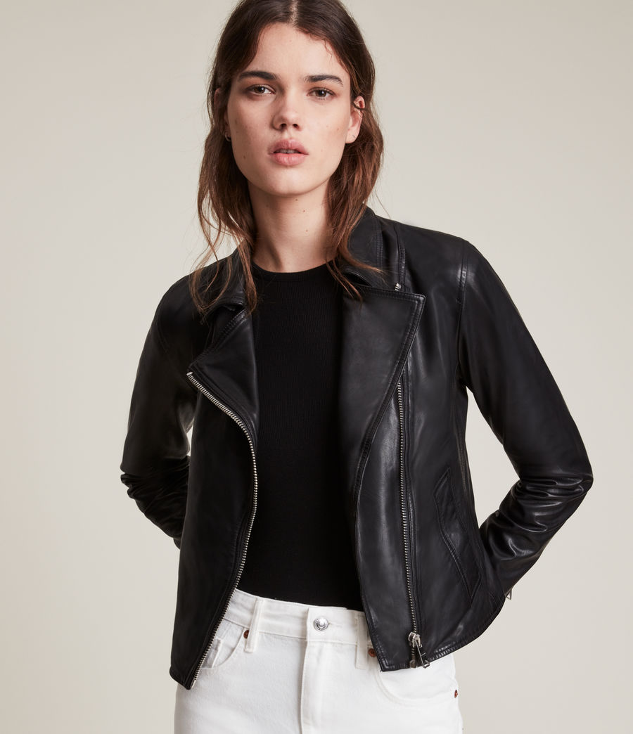 ALLSAINTS UK Womens Vela Leather Biker Jacket (black)