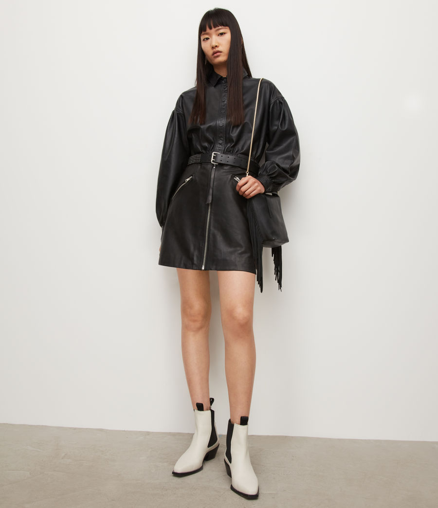 Women's Piper Leather Skirt (black) - Image 1