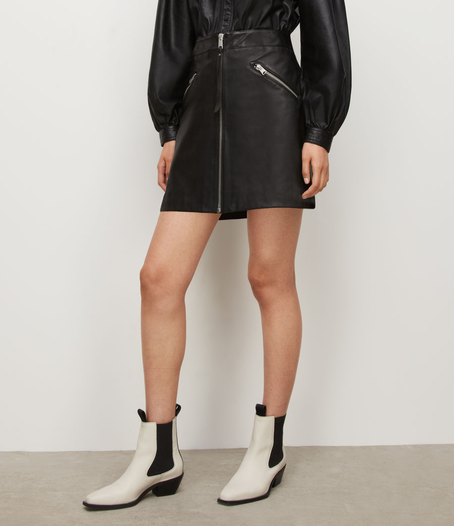 Women's Piper Leather Skirt (black) - Image 2