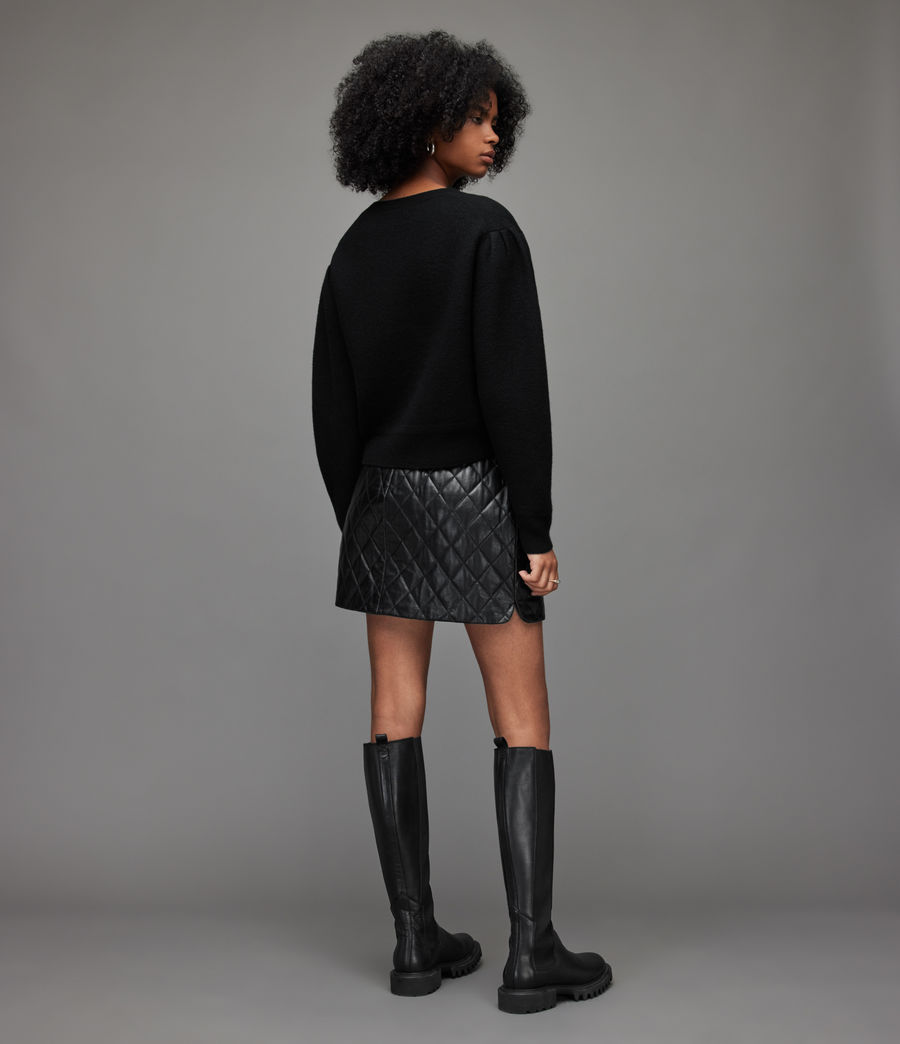 Femmes Mini Jupe en Cuir Matelassé Quinn (high_shine_black) - Image 5