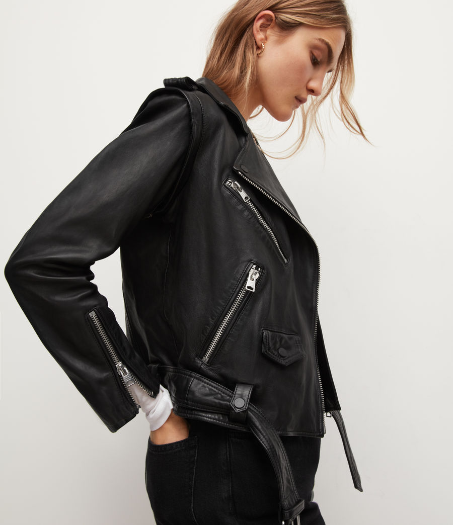 Women's Morgan 2-In-1 Leather Biker Jacket (black) - Image 4