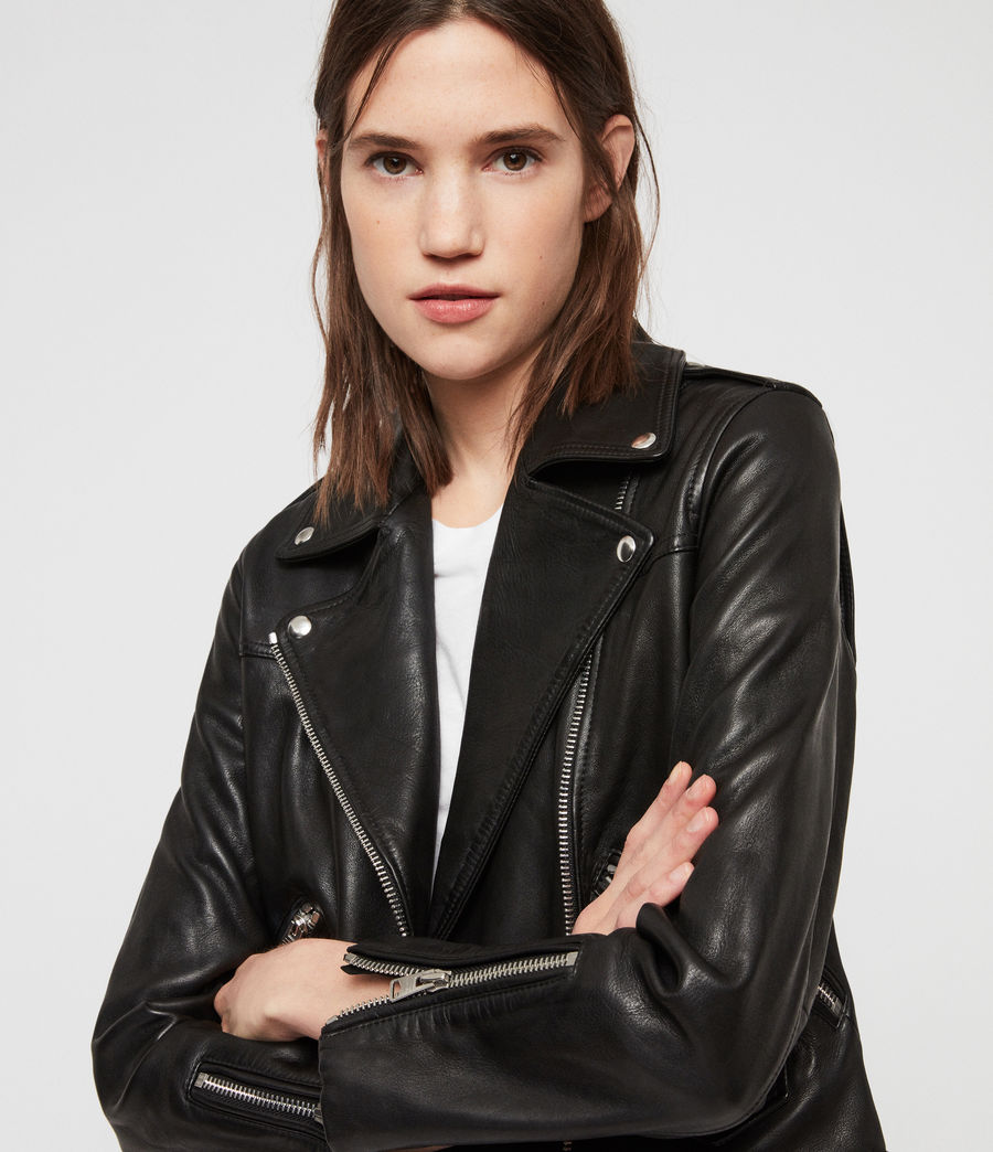ALLSAINTS US: Womens Estae Leather Biker Jacket (black)
