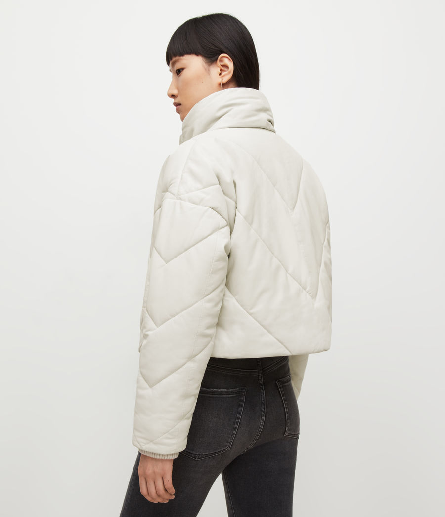 Damen Miyla Cropped Leather Bomber Jacket (optic_white) - Image 7