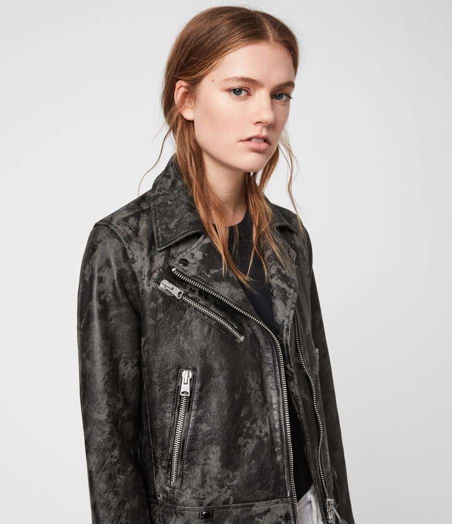 ALLSAINTS UK: Womens Drury Leather Biker Jacket (black_grey)