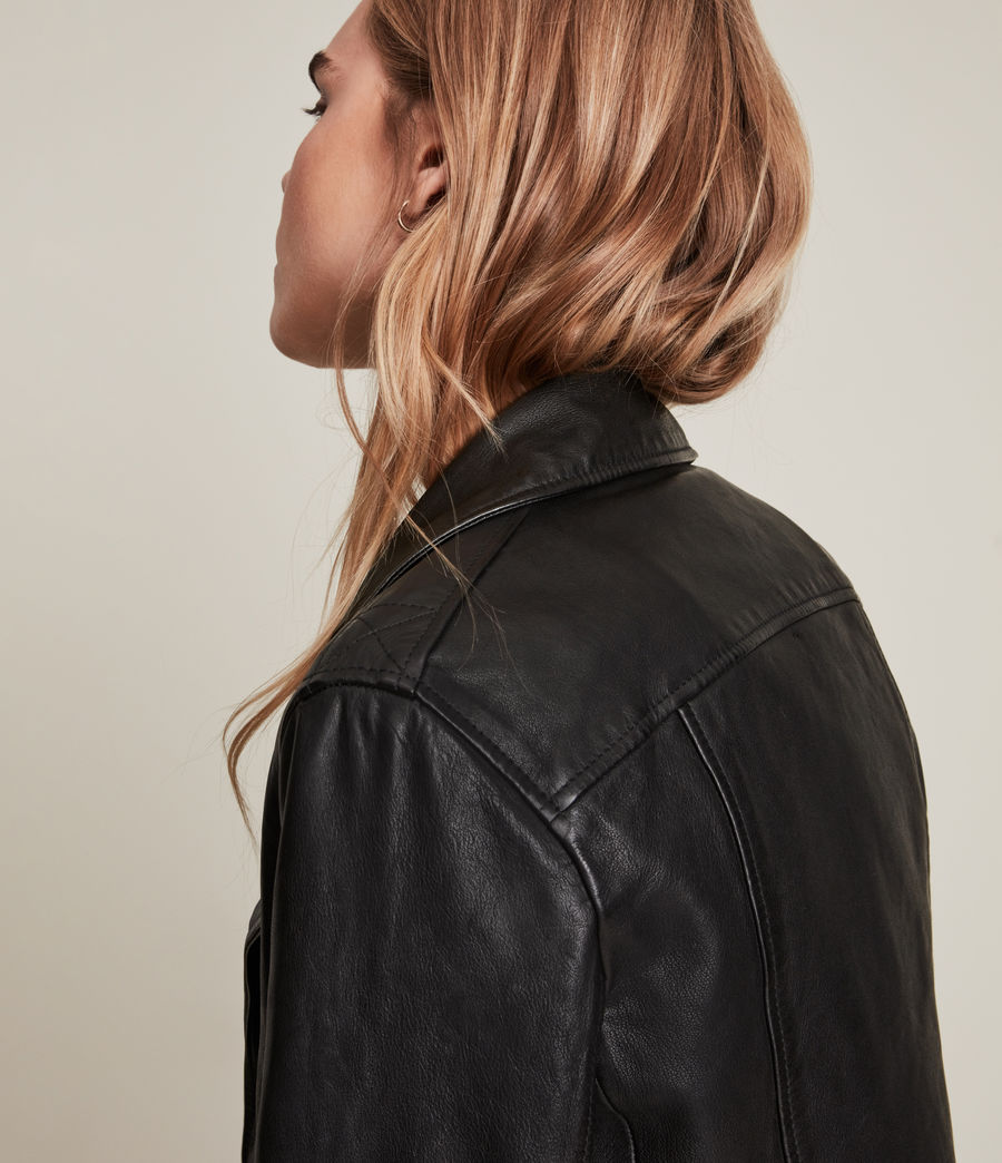 Womens Dren Leather Biker Jacket (black) - Image 5