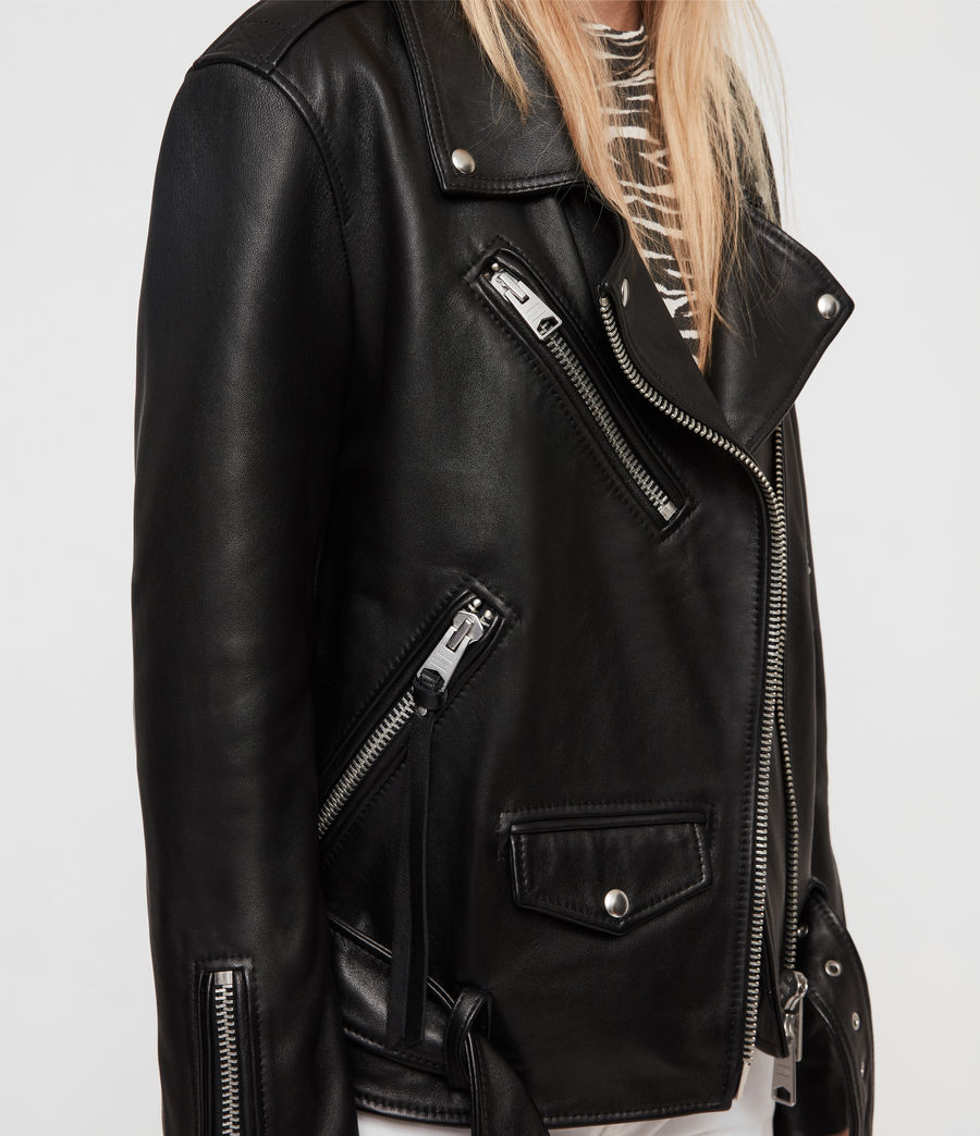 ALLSAINTS US: Womens Billie Leather Biker Jacket (black)