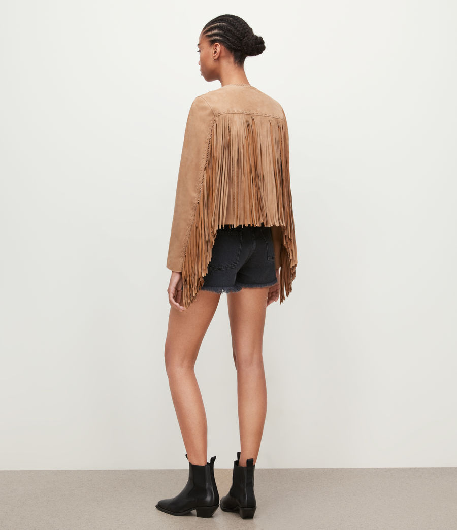 Women's Astral Suede Fringed Jacket (tan_brown) - Image 6