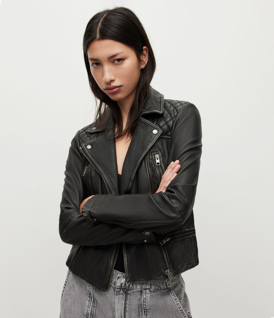 ALLSAINTS IE: Womens Cargo Leather Biker Jacket (black_grey)