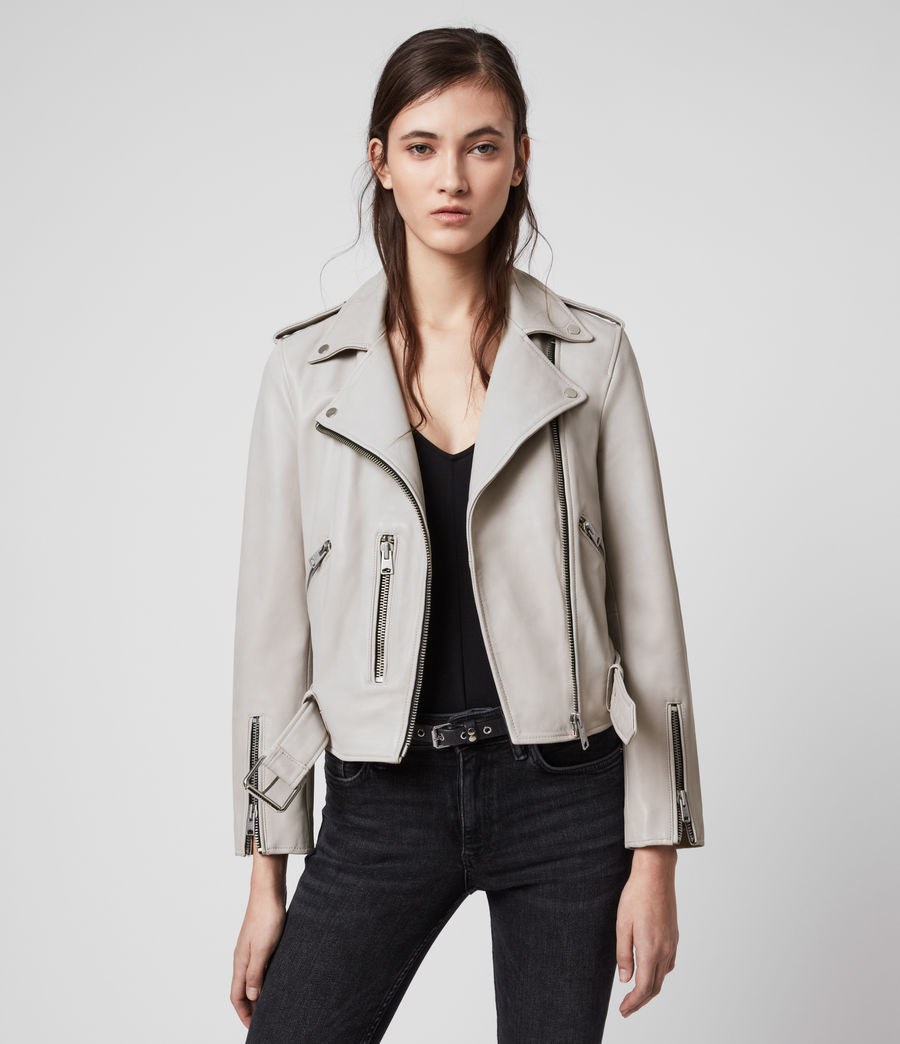 gray leather jacket womens
