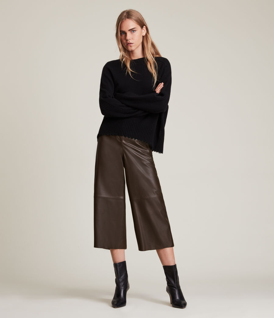 Damen Leah Leather Culottes (khaki_green) - Image 1