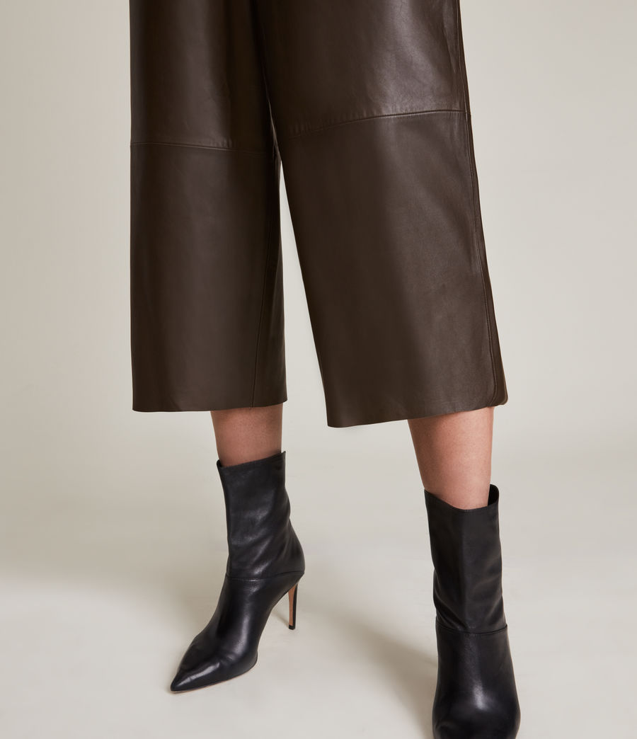 Damen Leah Leather Culottes (khaki_green) - Image 3