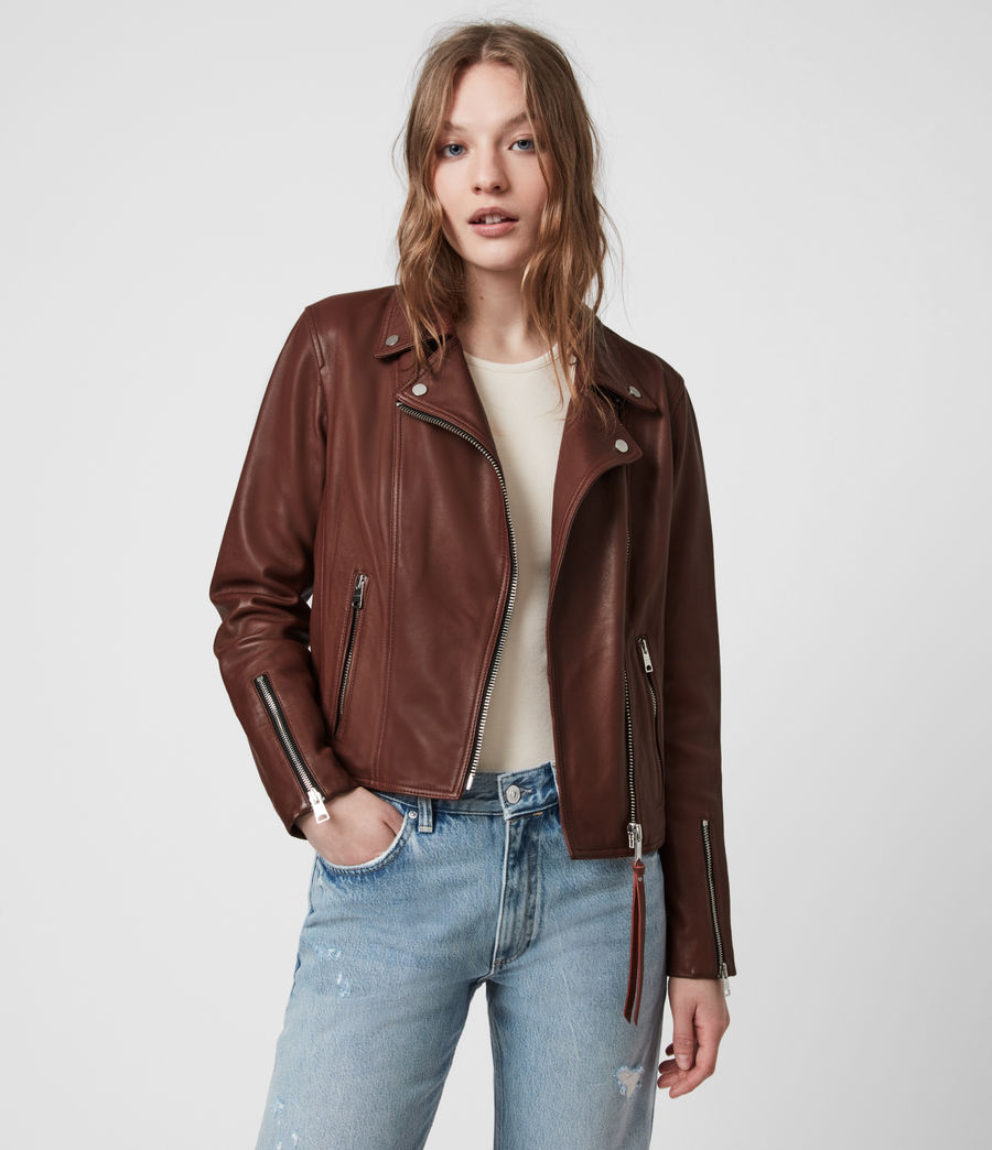 ALLSAINTS UK: Womens Neve Leather Biker Jacket (chestnut)