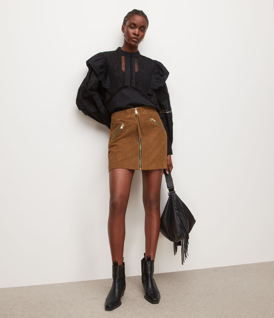 Femmes Piper Suede Skirt (deep_tan_brown) - Image 1