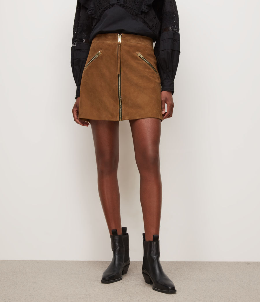 Women's Piper Suede Skirt (deep_tan_brown) - Image 2