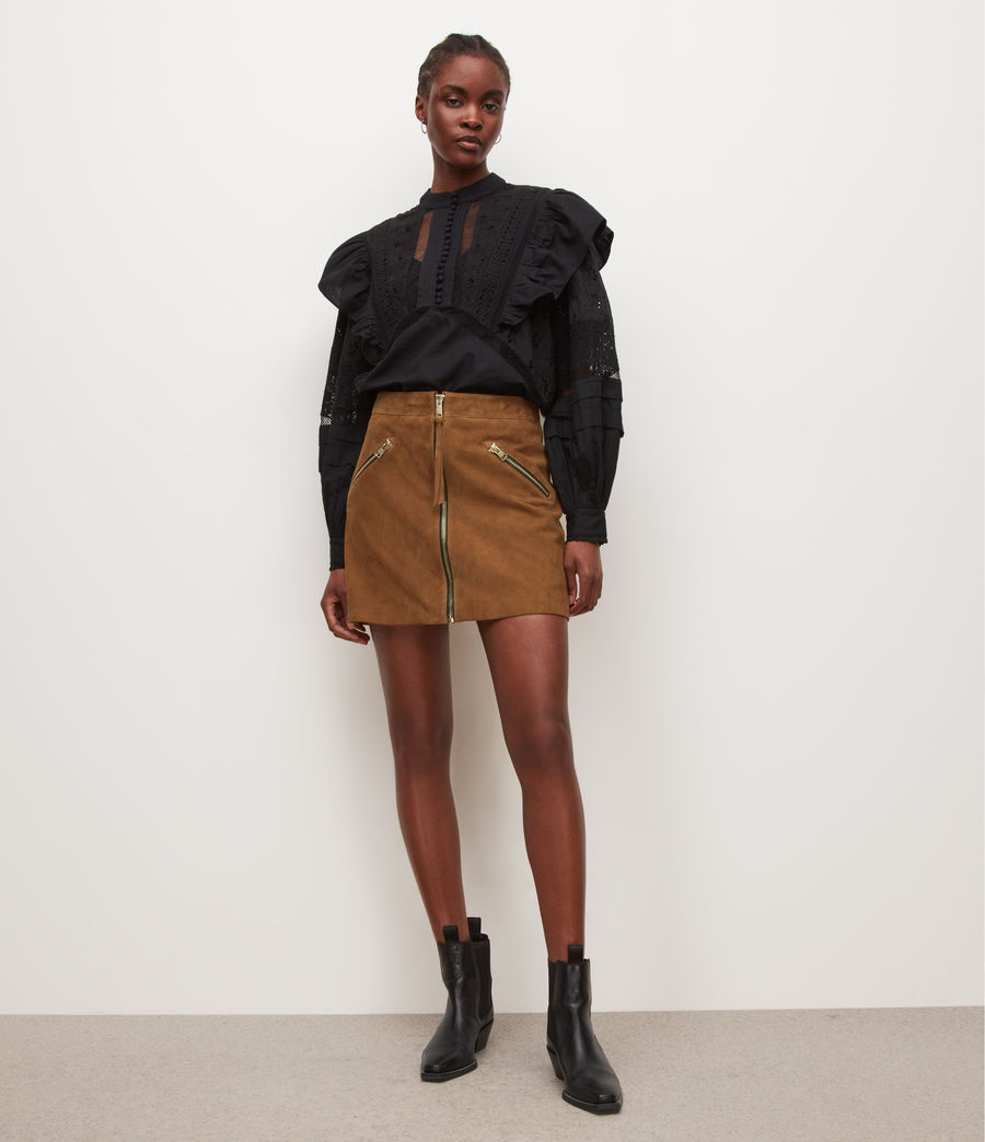 Femmes Piper Suede Skirt (deep_tan_brown) - Image 4